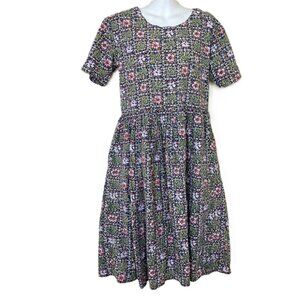 FairSet Cotton Midi Dress Short Sleeves Pockets Vintage 90s Floral Print